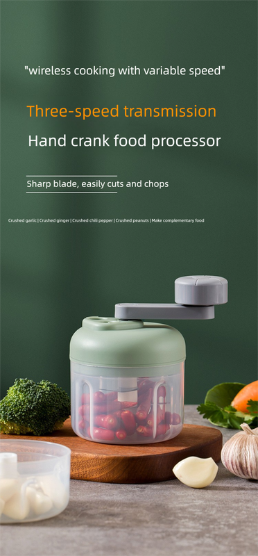 Manual Mini Garlic Chopper & Food Processor 100ml Portable 3-Speed Hand-Crank Mincer – White Edition - Image 3