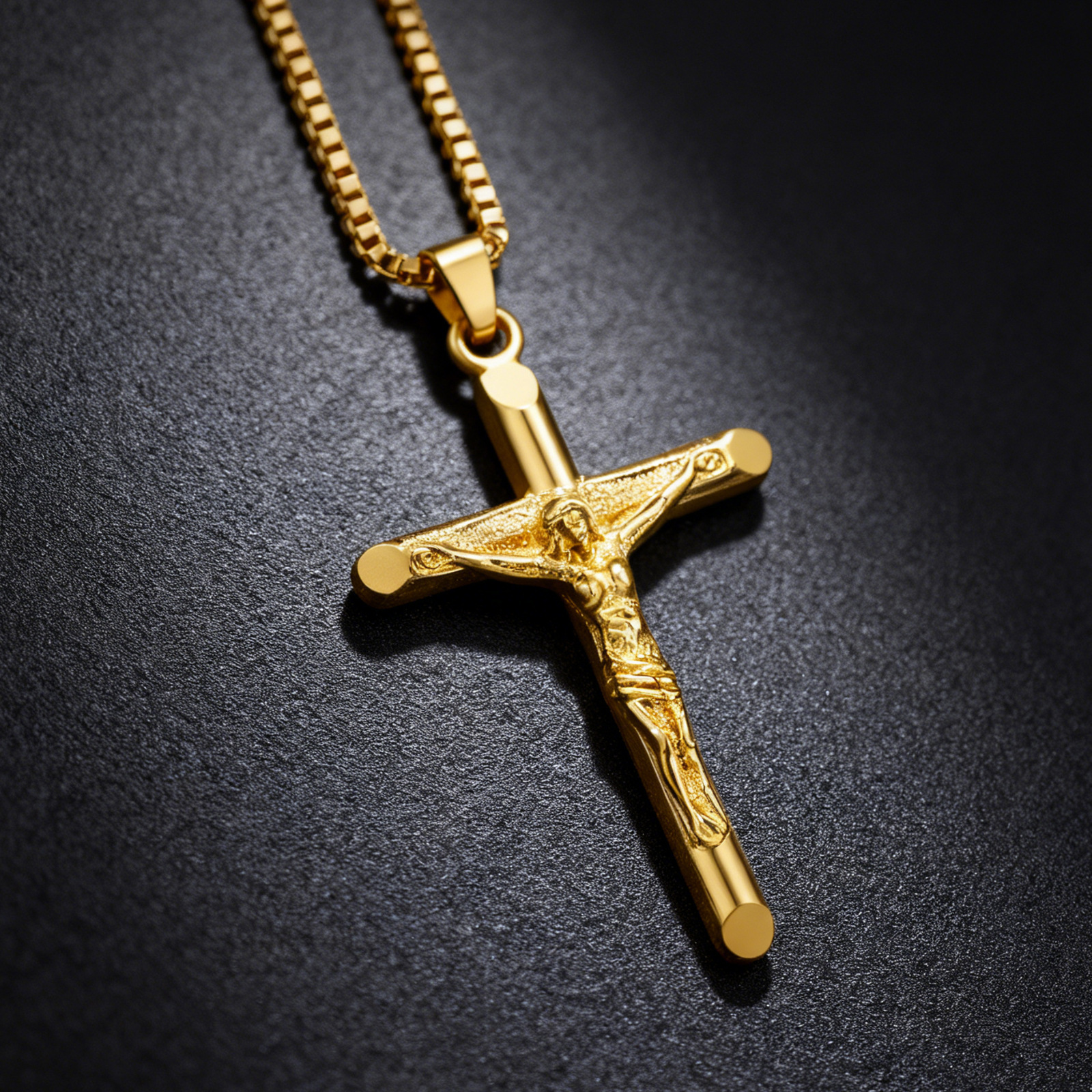 Men's Vintage Gold Cross Pendant Necklace Stainless Steel Titanium Steel Sweater Chain – Luxury Gold Finish with 60cm Box Chain - Image 3