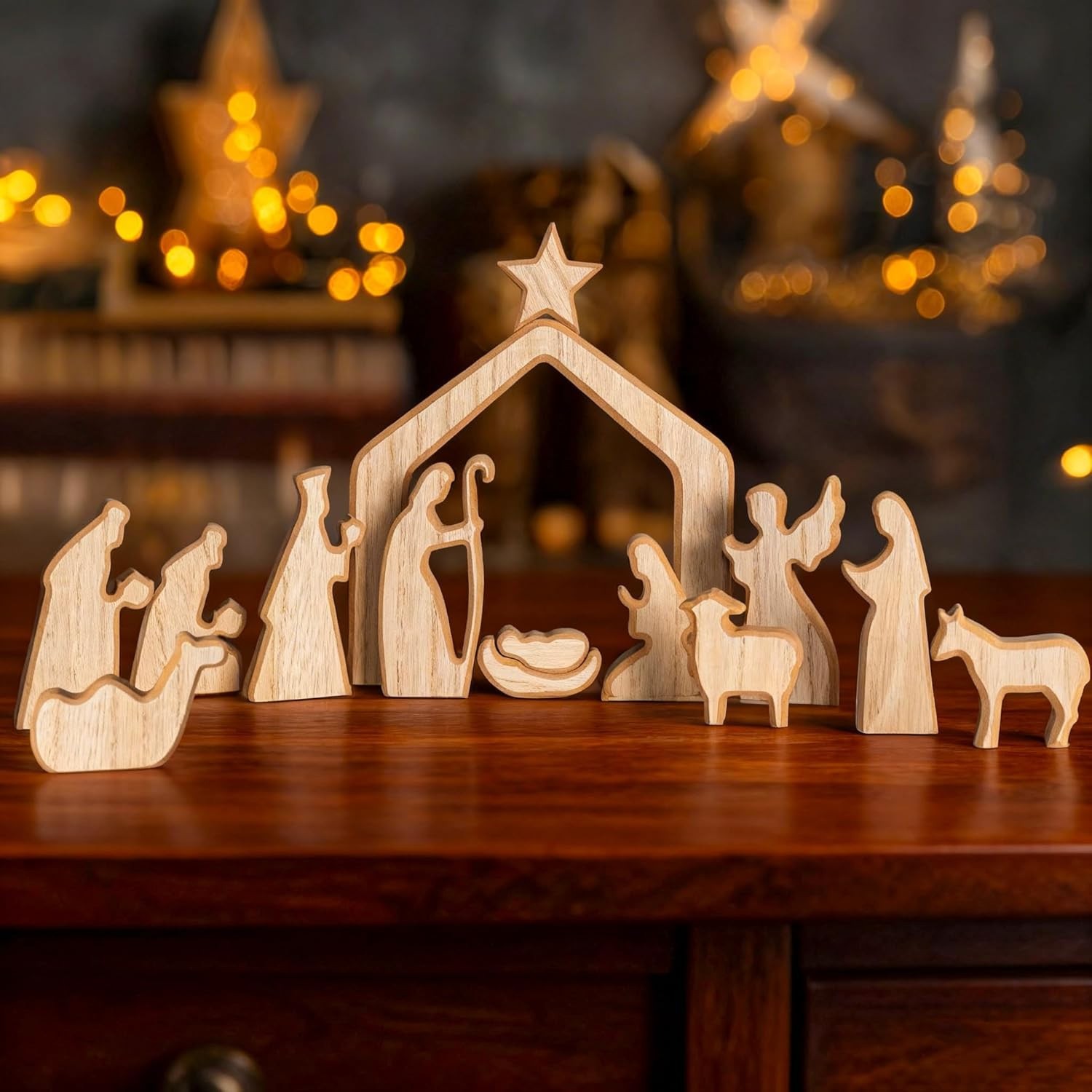 Easter Resurrection Scene Set Mini Wooden Figurine Ornament – Artistic Hill & Empty Tomb Creative Tabletop Decoration - Image 1