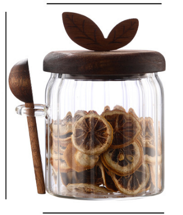 500ml Premium Borosilicate Glass Storage Jar with Acacia Wood Lid & Integrated Spoon – Airtight Moisture-Proof Kitchen Canister for Tea, Coffee, and Spices - Image 1