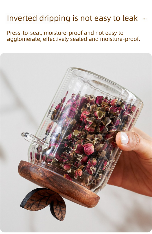 500ml Premium Borosilicate Glass Storage Jar with Acacia Wood Lid & Integrated Spoon – Airtight Moisture-Proof Kitchen Canister for Tea, Coffee, and Spices - Image 5