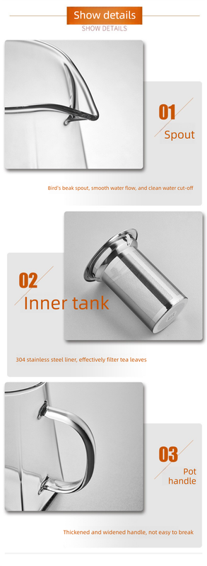 350ml Heat-Resistant Glass Teapot with Stainless Steel Infuser Square Base Stovetop Safe Loose Leaf Tea Maker - Image 5