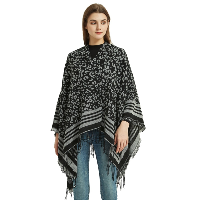 Women's Plaid Open-Front Poncho Cape – Soft Faux Cashmere Scarf Wrap with Tassel Detail (130 x 150cm)- Style P1005 - Image 1