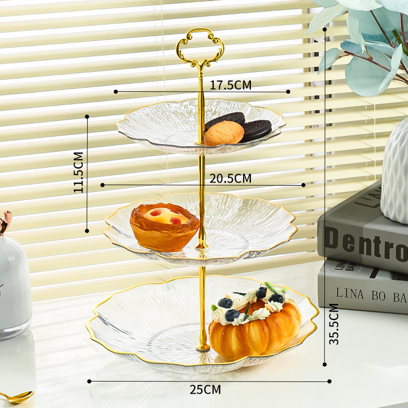 3-Tier Modern Fruit & Snack Stand – White Reinforced Tiered Platter with Durable Iron Art Support for Home, Reception, and Office - Image 1