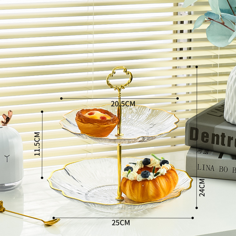 2-Tier Modern Fruit & Snack Stand – White Reinforced Tiered Platter with Durable Iron Art Support for Home, Reception, and Office - Image 1