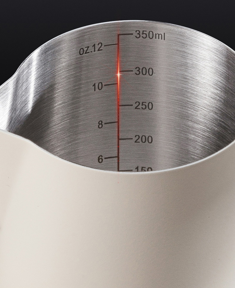 350ml Stainless Steel Milk Frothing Pitcher with Latte Art Pen Pointed Spout Steaming Jug Set for Home Baristas White - Image 6