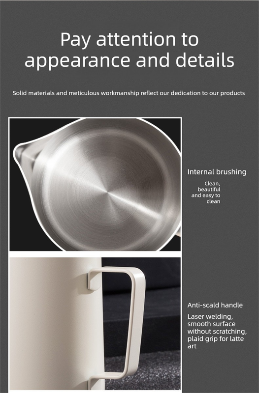 350ml Stainless Steel Milk Frothing Pitcher with Latte Art Pen Pointed Spout Steaming Jug Set for Home Baristas White - Image 7