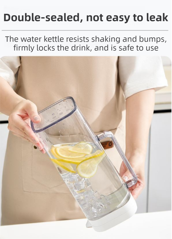 Black 2000ML Leak-Proof Flip-Top Cool Water Pitcher for Refrige Door - Cold/Heat-Resistant Stylish Iced Tea Fruit Infuser Kettle - Image 5