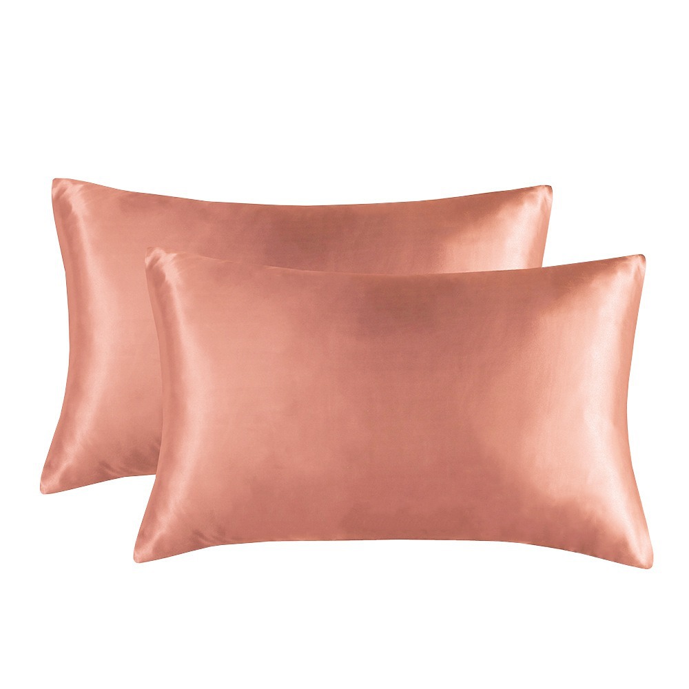 1-Pair Coral Luxury Satin Silk Pillowcase for Hair and Skin - Smooth Cooling Pillow Cover with Envelope Closure - Queen (20x30