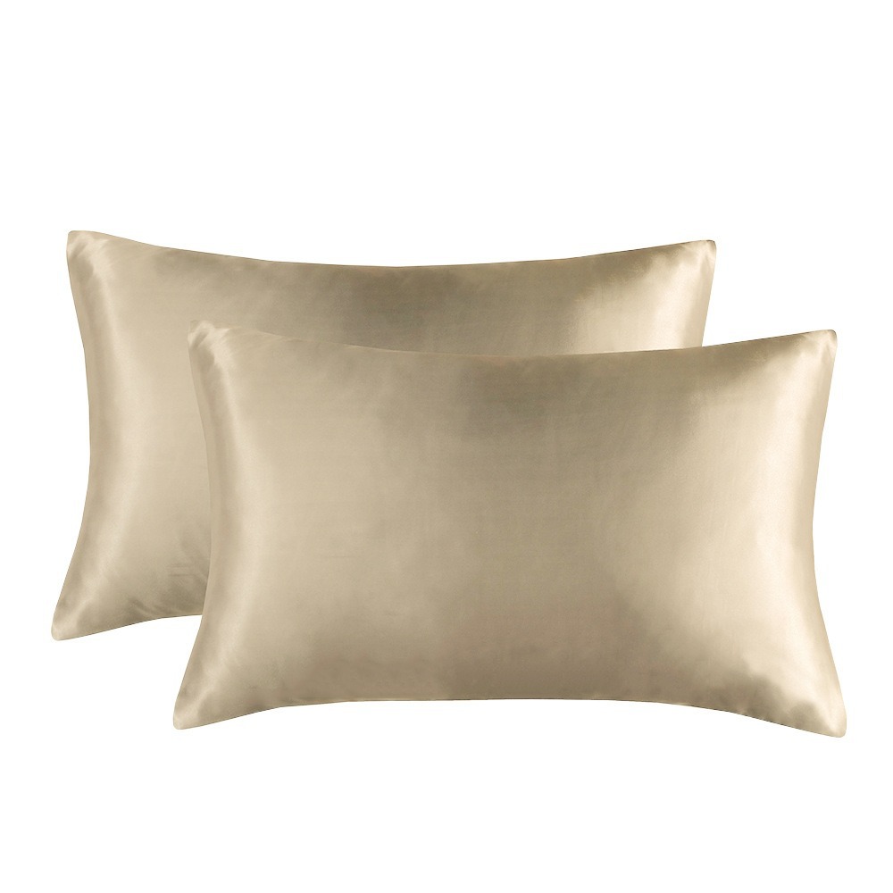 1-Pair Champagne Luxury Satin Silk Pillowcase for Hair and Skin - Smooth Cooling Pillow Cover with Envelope Closure - King (20x36