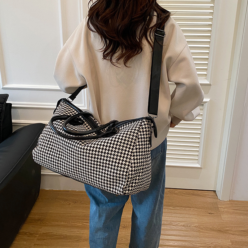 Brown Large Capacity Knitted Travel Bag with Shoe-Zone - Weekend Overnight & Carry-on Gym Bag - Image 3