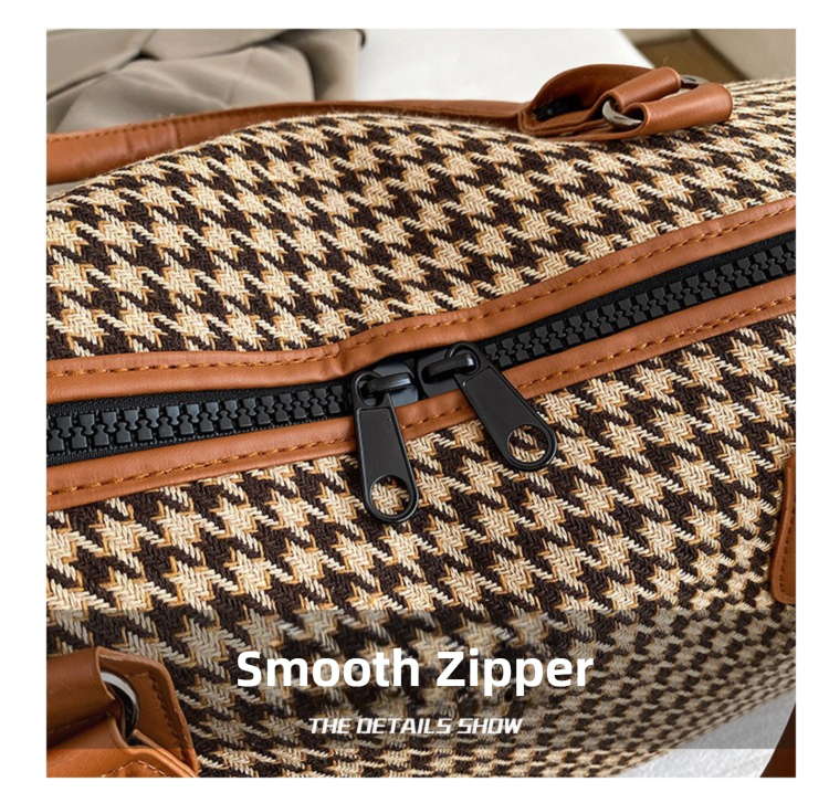 Brown Large Capacity Knitted Travel Bag with Shoe-Zone - Weekend Overnight & Carry-on Gym Bag - Image 6