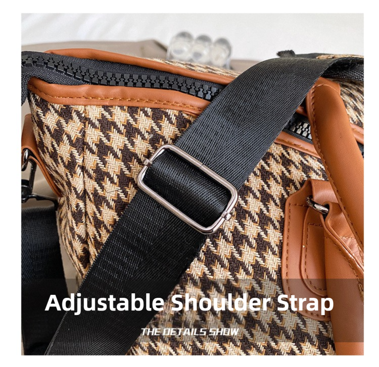 Brown Large Capacity Knitted Travel Bag with Shoe-Zone - Weekend Overnight & Carry-on Gym Bag - Image 8