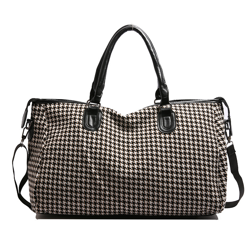 Black Large Capacity Knitted Travel Bag with Shoe-Zone - Weekend Overnight & Carry-on Gym Bag - Image 1