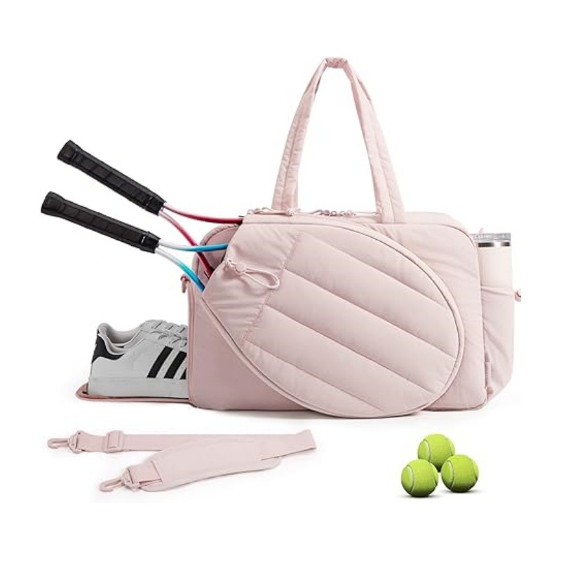 42L Pink Tennis & Pickleball Expandable Tote Bag wIth Shoe-Zone & Bottle Side Pocket - Waterproof Gym Bag for Racquets & Paddles - Image 1