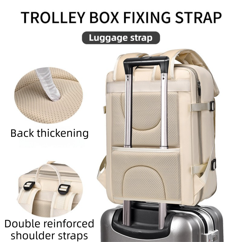 Green Expandable Travel Laptop Backpack with USB Charging Port - Waterproof Nylon Business Bag with 11cm Depth Extension (45x32cm) - Image 4