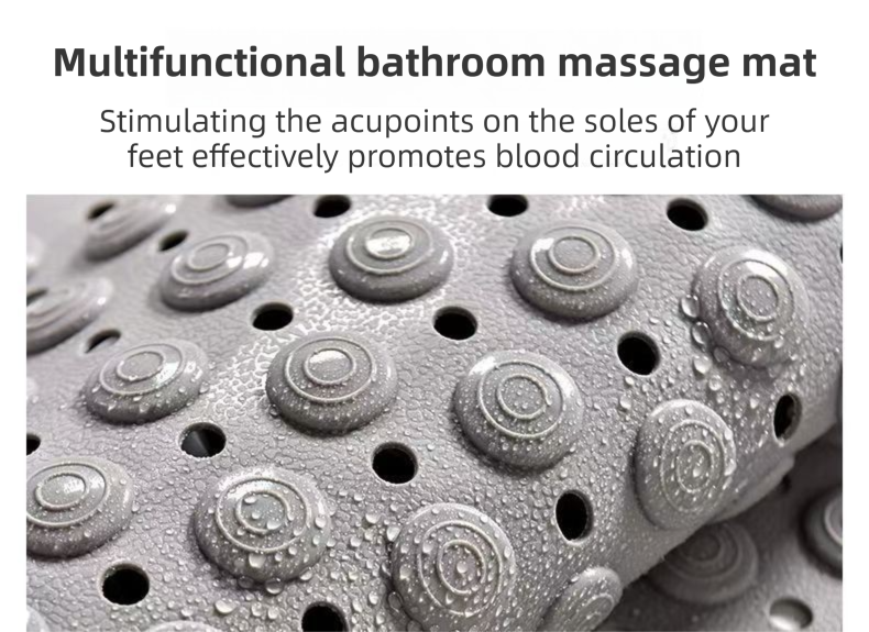 Blue Eco-Friendly Bath Mat with Massage Points - Anti-Slip Suction Cup Safety Bathroom Rug (S Size 68.5X34x2 CM) - Image 2