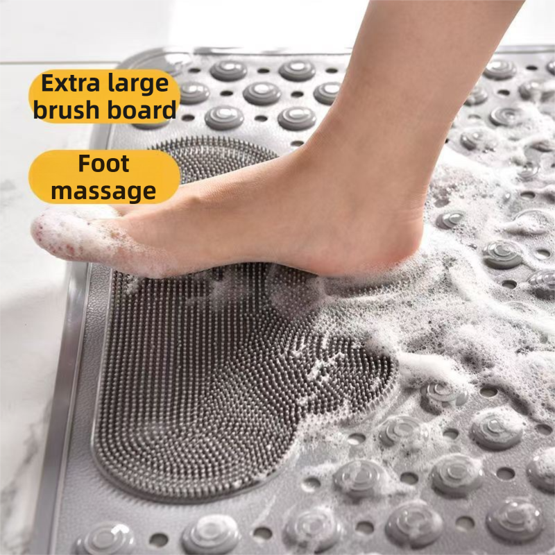Blue Eco-Friendly Bath Mat with Massage Points - Anti-Slip Suction Cup Safety Bathroom Rug (S Size 68.5X34x2 CM) - Image 4