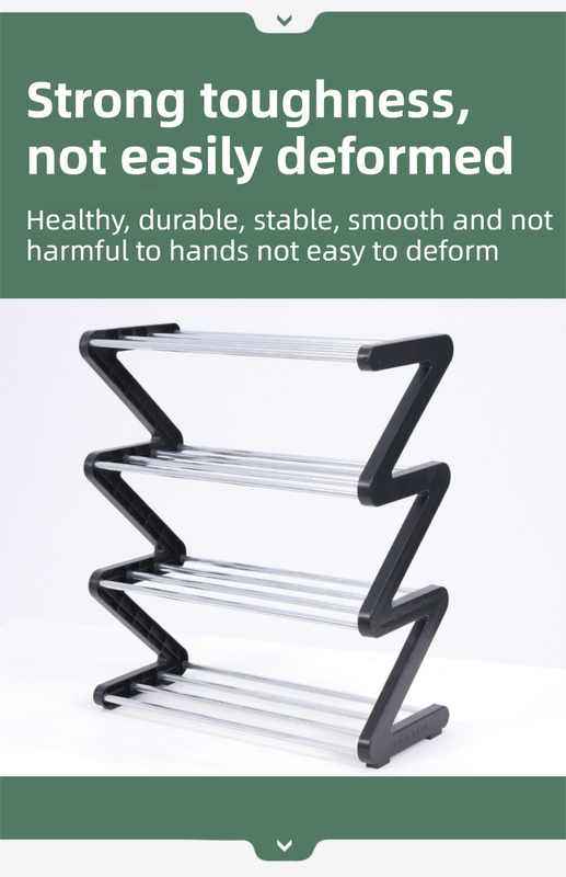 Blue Stable Z-Shaped 4-Tier Shoe Rack(51x45CM) - Waterproof Cloth & Sturdy Steel Pipe, Easy Assembly & Space Saving for Dormitory & Small Apartments - Image 5