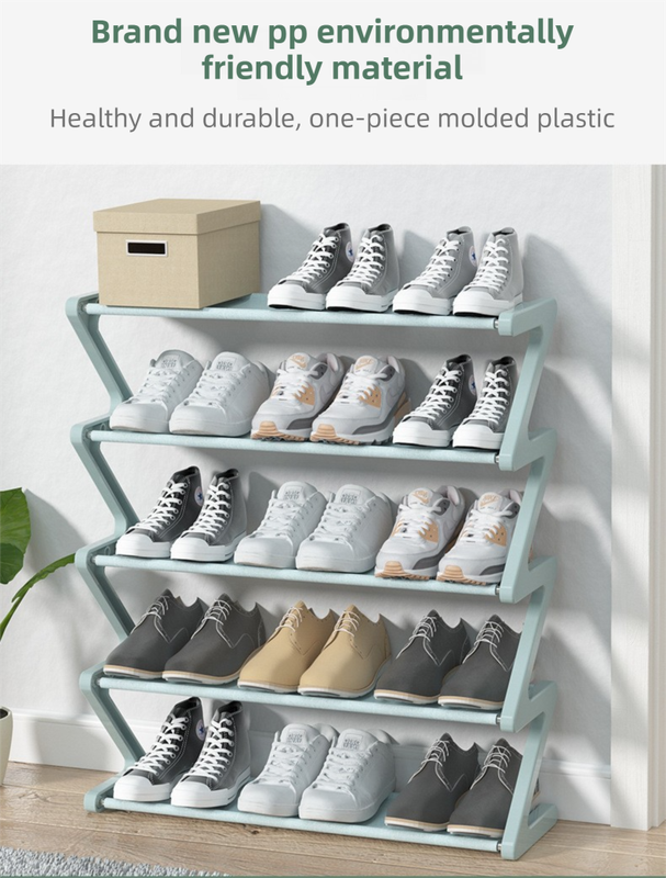 Grey Stable Z-Shaped 4-Tier Shoe Rack(51x45CM) - Waterproof Cloth & Sturdy Steel Pipe, Easy Assembly & Space Saving for Dormitory & Small Apartments - Image 4