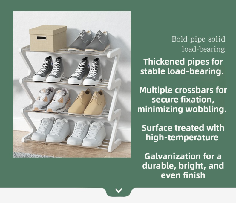 Pink Stable Z-Shaped 4-Tier Shoe Rack(51x45CM) - Waterproof Cloth & Sturdy Steel Pipe, Easy Assembly & Space Saving for Dormitory & Small Apartments - Image 3