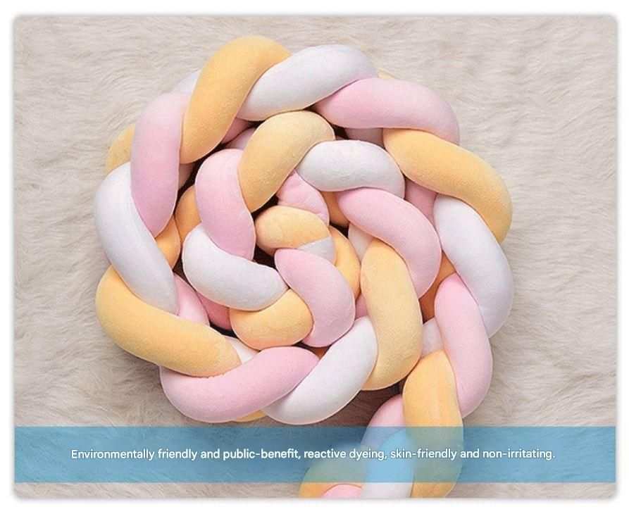 Pink 2M Nordic 3-Strand Hand-Braided Knot Long Pillow - Soft Plush Sofa Cushion, Room Decor for Bedroom & Living Room - Image 3