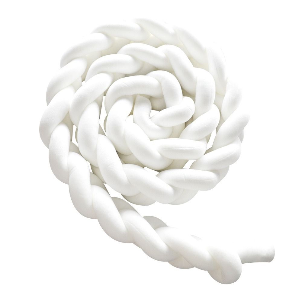 White 2M Nordic 3-Strand Hand-Braided Knot Long Pillow - Soft Plush Sofa Cushion, Room Decor for Bedroom & Living Room - Image 1