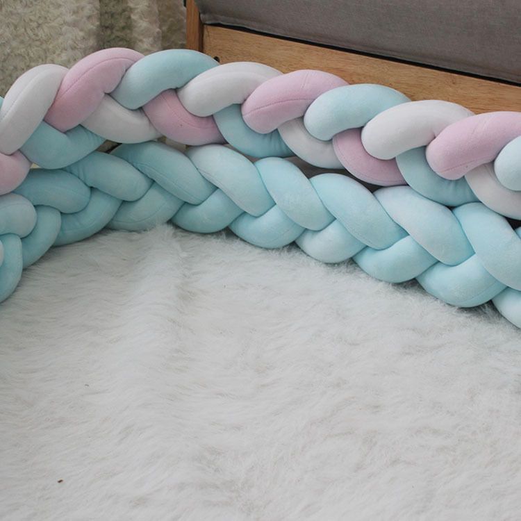 White & Grey & Blue 2M Nordic 3-Strand Hand-Braided Knot Long Pillow - Soft Plush Sofa Cushion, Room Decor for Bedroom & Living Room - Image 4