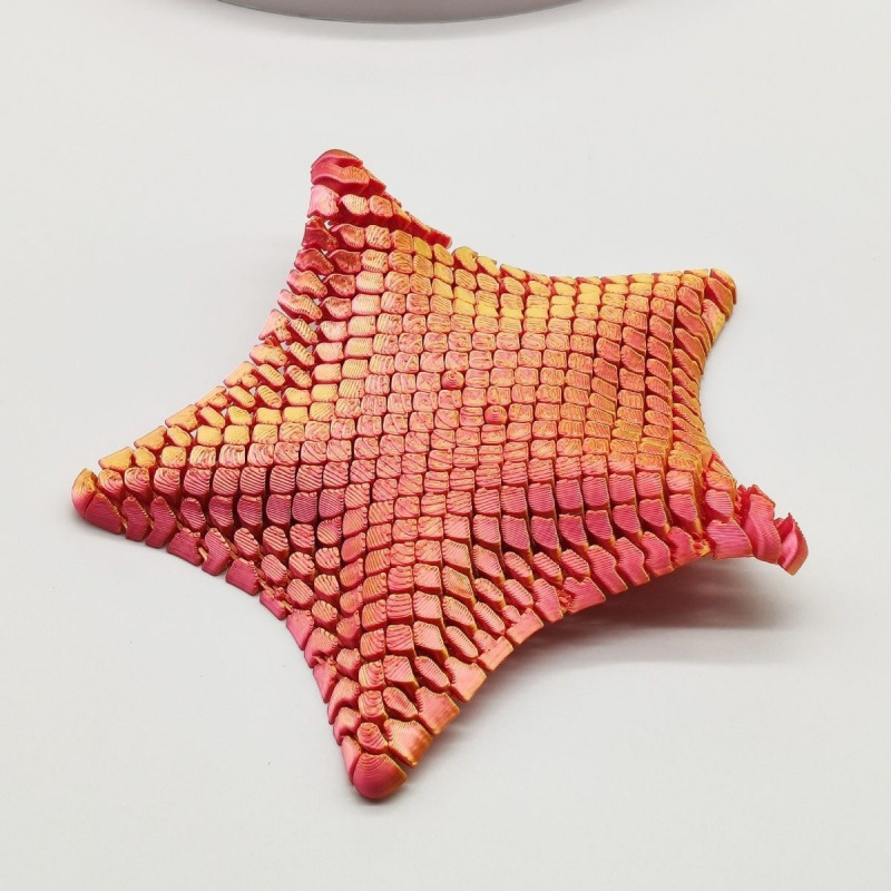 Red-Gold 3D-Printed Articulated Starfish Fidget Toy for Stress Relief - Eco-Friendly 12cm Sensory Toy for Kids & Adults - Image 1