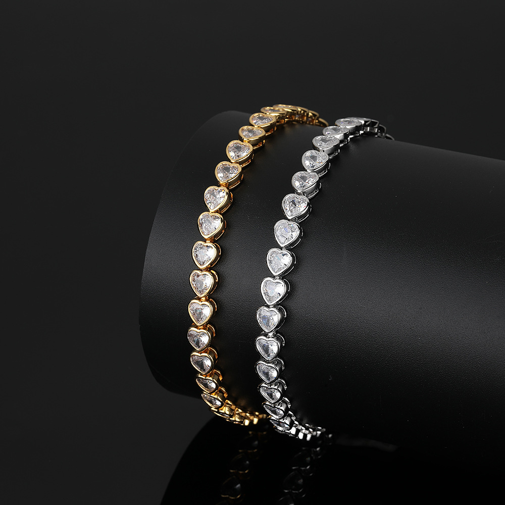 Sliver Bling Heart Tennis Bracelet for Women with Micro-Paved Heart Zirconia - Romantic Couple's Jewelry (7