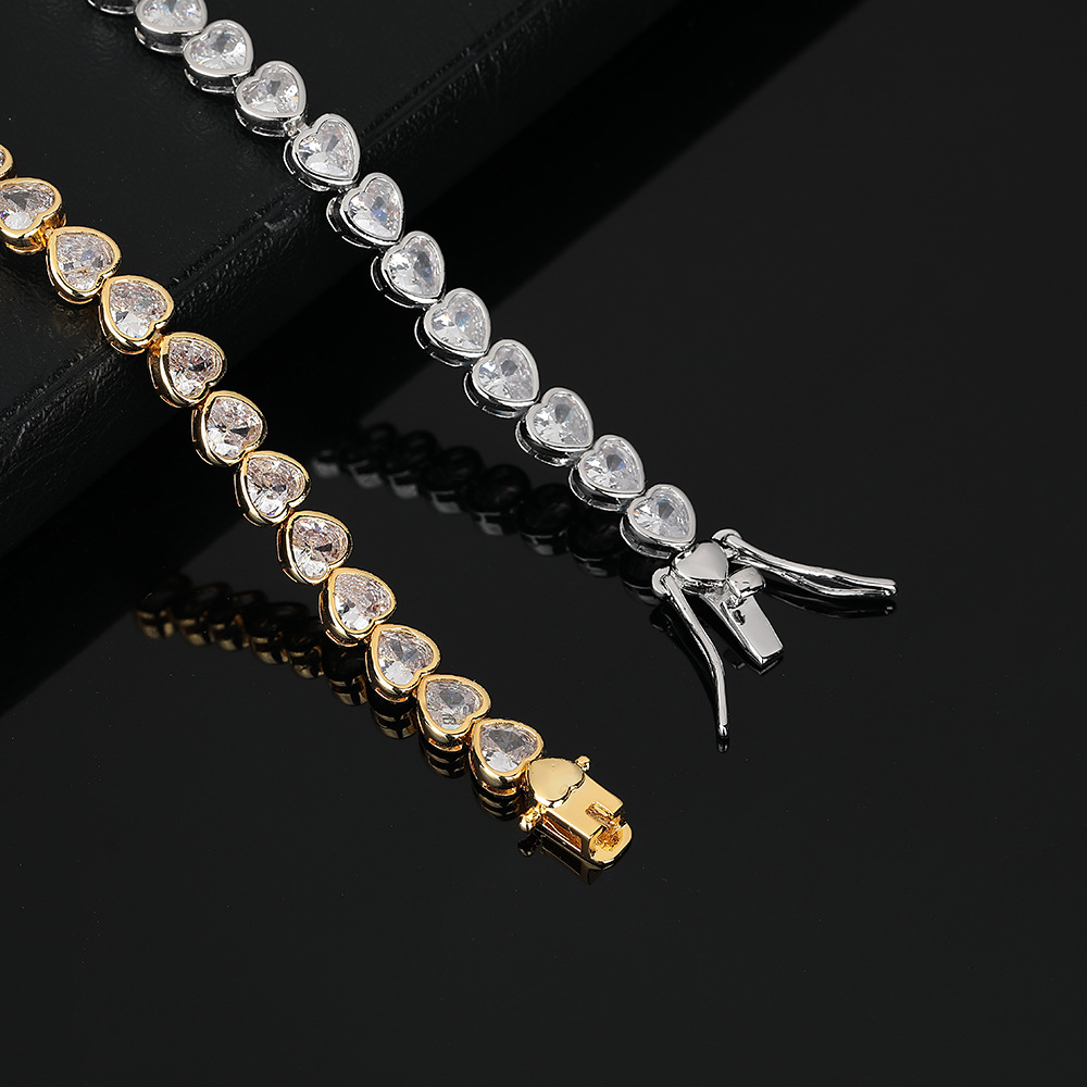 Sliver Bling Heart Tennis Bracelet for Women with Micro-Paved Heart Zirconia - Romantic Couple's Jewelry (7