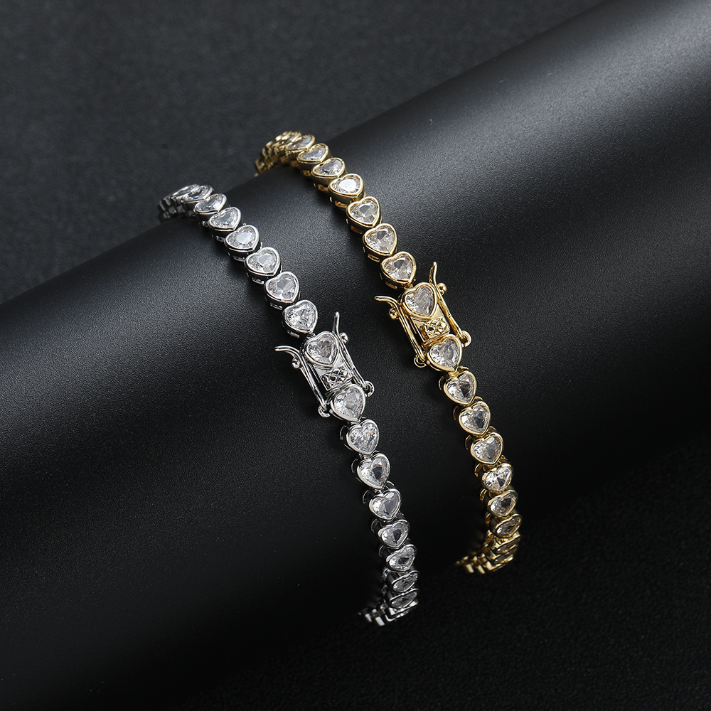 Sliver Bling Heart Tennis Bracelet for Women with Micro-Paved Heart Zirconia - Romantic Couple's Jewelry (8