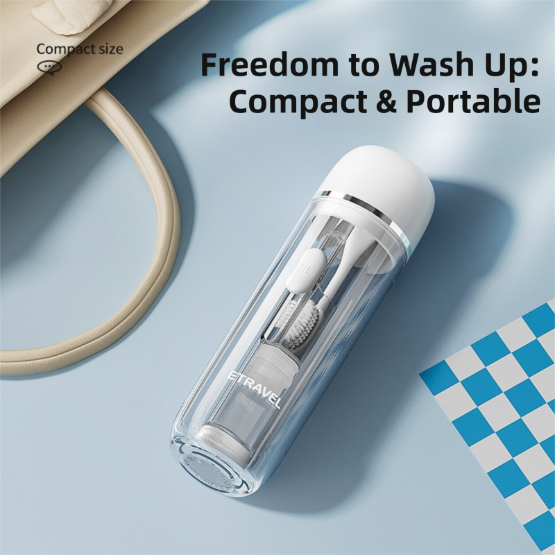 Blue Portable 2-in-1 Travel Toothbrush/Toothpaste Organizer & Mouthwash Cup - Lightweight and Durable Crystal Clear PC Material - Image 4