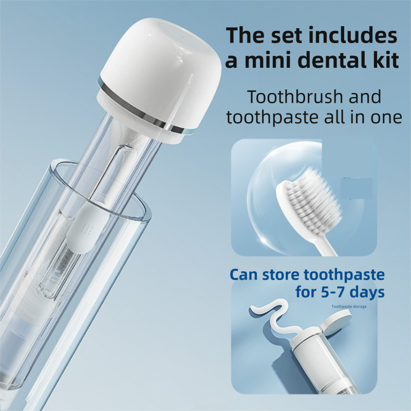 Grey Portable 2-in-1 Travel Toothbrush/Toothpaste Organizer & Mouthwash Cup - Lightweight and Durable Crystal Clear PC Material - Image 3