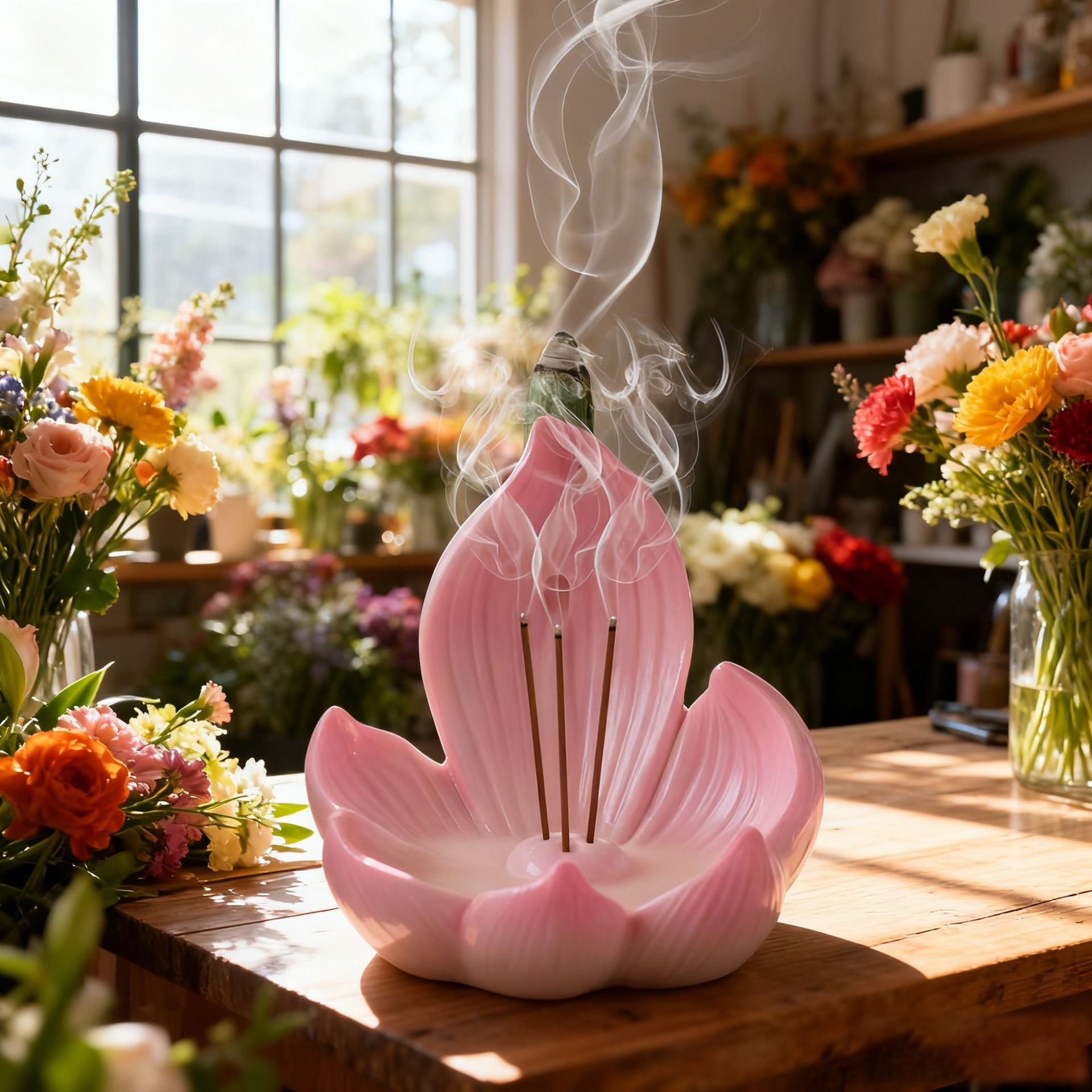 Pink Zen Lotus Waterfall Backflow Aroma Diffuser - Premium Elegant Resin Craft for Meditation & Yoga, 10cm Compact Design - Image 1
