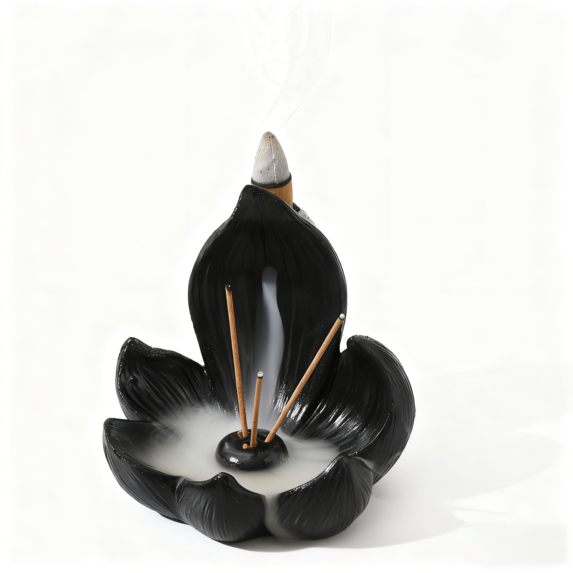 Pink Zen Lotus Waterfall Backflow Aroma Diffuser - Premium Elegant Resin Craft for Meditation & Yoga, 10cm Compact Design - Image 3