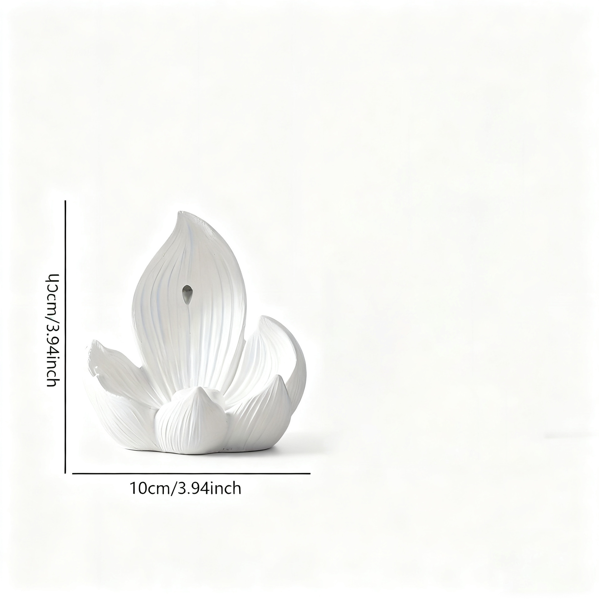 White Zen Lotus Waterfall Backflow Aroma Diffuser - Premium Elegant Resin Craft for Meditation & Yoga, 10cm Compact Design - Image 2