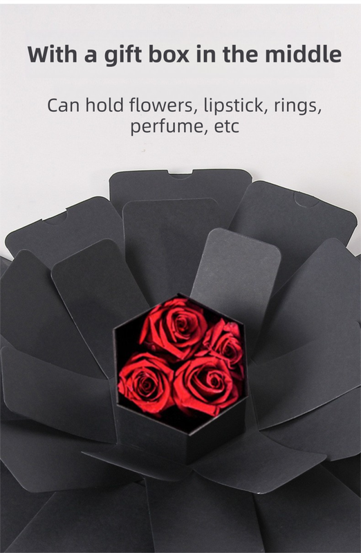 Black Hexagon 4-Layer 12-Pocket Explosion Gift Box(DIY) - Creative Handmade Photo Album & Scrapbook for Anniversaries & Birthdays - Image 5