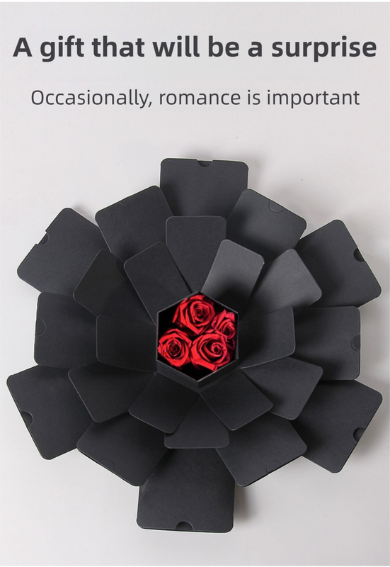 Black Hexagon 4-Layer 12-Pocket Explosion Gift Box(Finished) - Creative Handmade Photo Album & Scrapbook for Anniversaries & Birthdays - Image 2