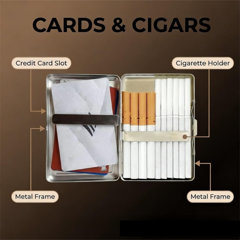 Retro Metal Card Cash & Cigarette Case with Fixed Clip - Crow Artistic Slim Wallet (10.3X6X2cm) - Image 2