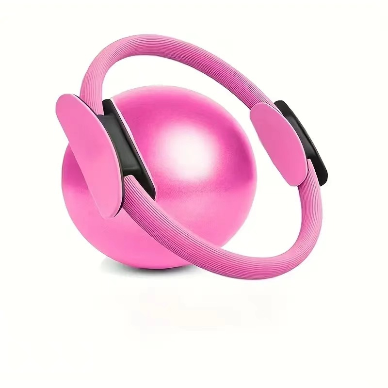 Pink Professional Pilates Ring & Yoga Ball Set - Multipurpose Home Fitness Equipment for Whole-Body Core Training & Pelvic Floor Strengthening - Image 1