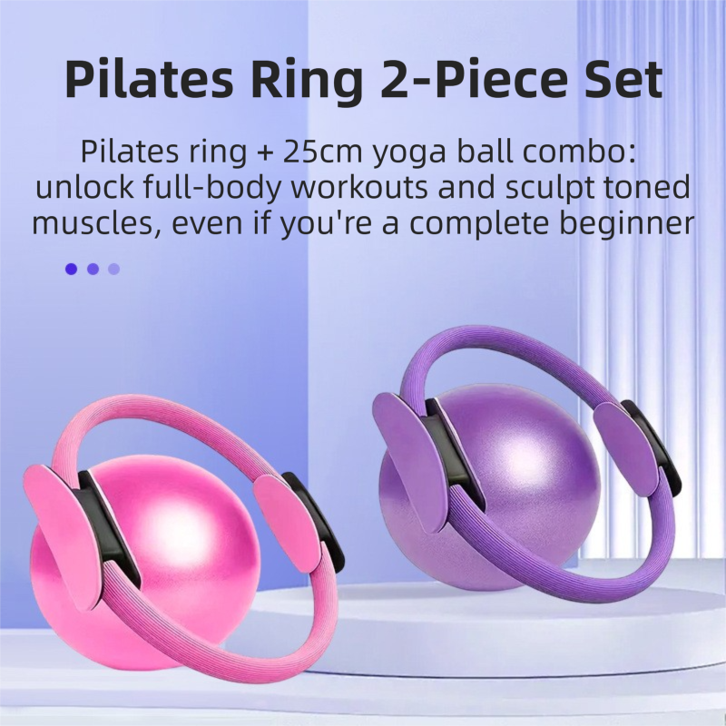 Pink Professional Pilates Ring & Yoga Ball Set - Multipurpose Home Fitness Equipment for Whole-Body Core Training & Pelvic Floor Strengthening - Image 2