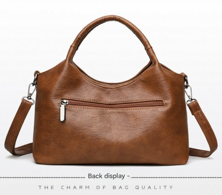 Grey Retro Soft PU Leather Handbag for Women - Trendy Large Capacity Daily Crossbody Bag with Detachable Shoulder Strap - Image 2