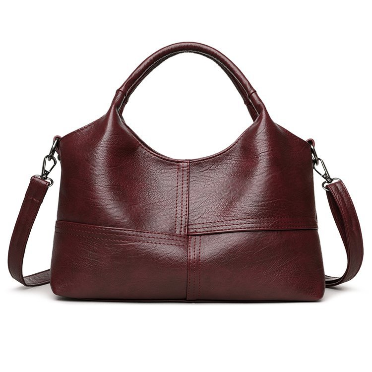 Red Retro Soft PU Leather Handbag for Women - Trendy Large Capacity Daily Crossbody Bag with Detachable Shoulder Strap - Image 1