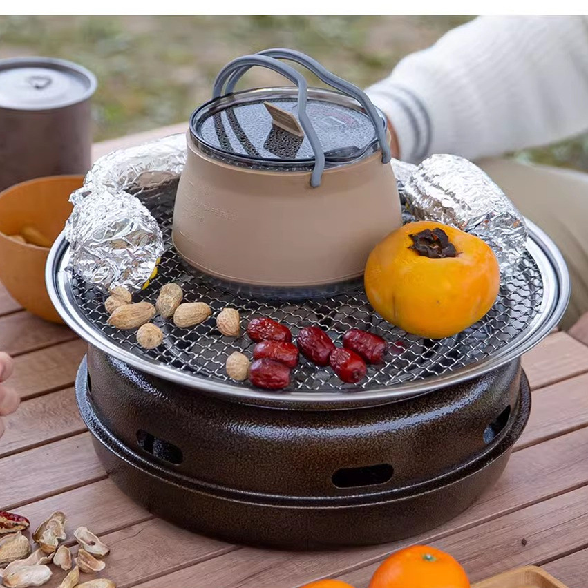 Black 1L Portable Collapsible Camping Kettle - Food-Grade Silicone Body with 304 Stainless Steel Base, Compatible with Induction & Gas Stoves - Image 2