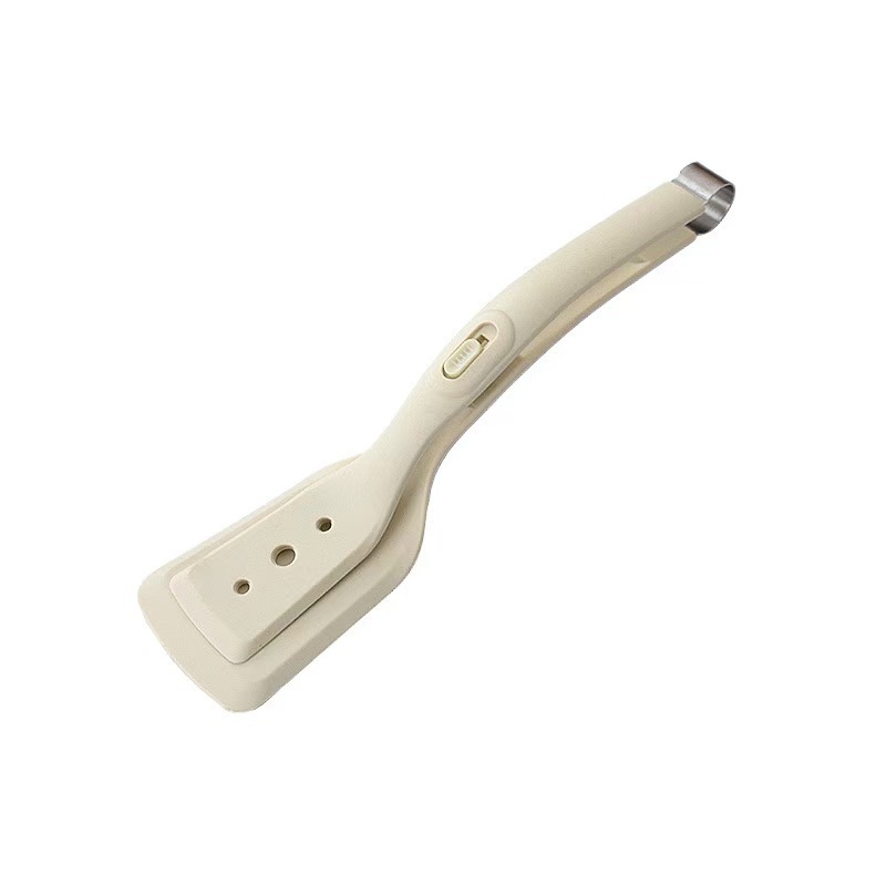 2-in-1 White Silicone Spatula Tongs with Locking Clip & Oil Drainage - Non-Stick Heat Resistant Food Flipper & Kitchen Clamp - Image 1