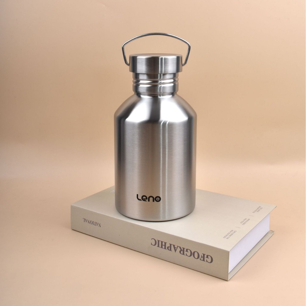 2L Large Capacity Outdoor Sports Adventure Water Bottle - Food-Grade 304 Stainless Steel with Portable Handle & 7cm Wide Mouth - Image 1