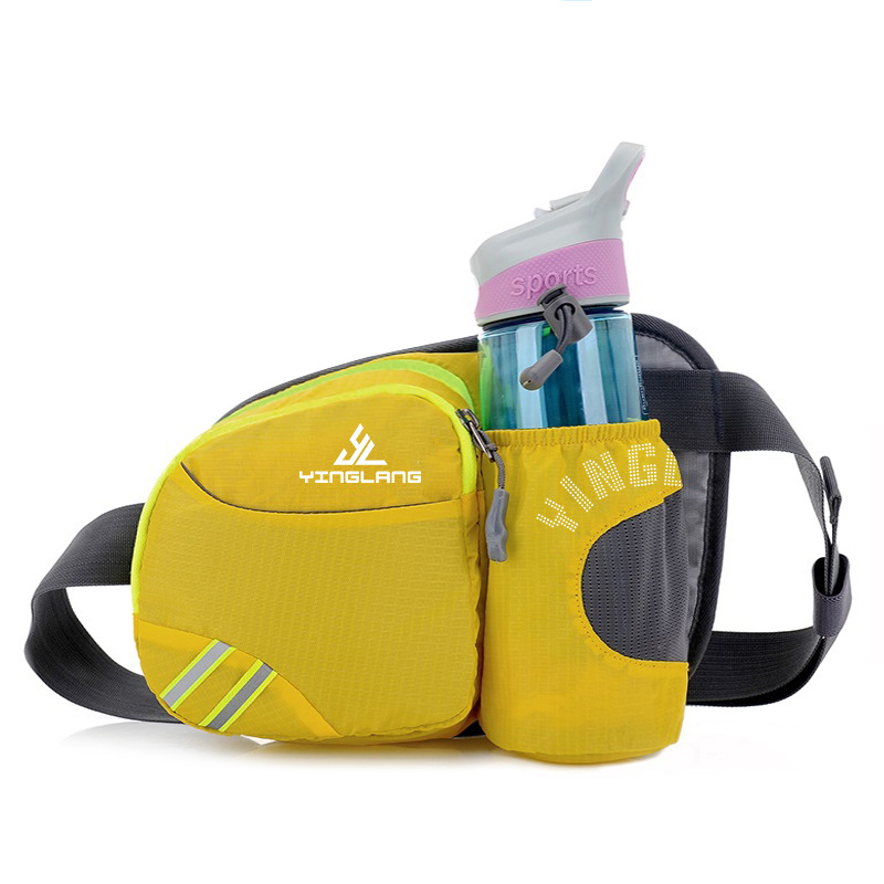 Yellow Lightweight Running Waist Pack with Stable Bottle Holder - Multi-Functional Nylon Sports Fanny Pack for Marathon, Hiking, Cycling & Climbing - Image 1