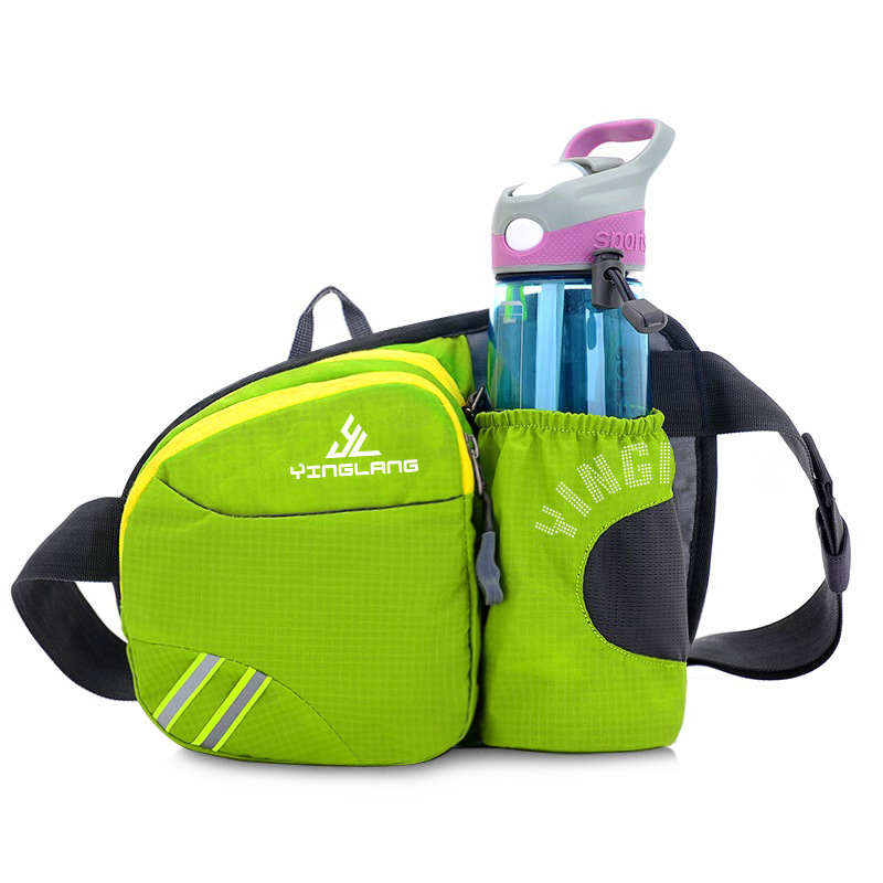 Green Lightweight Running Waist Pack with Stable Bottle Holder - Multi-Functional Nylon Sports Fanny Pack for Marathon, Hiking, Cycling & Climbing - Image 1