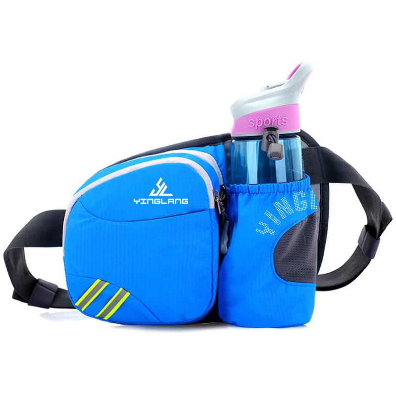 Blue Lightweight Running Waist Pack with Stable Bottle Holder - Multi-Functional Nylon Sports Fanny Pack for Marathon, Hiking, Cycling & Climbing - Image 1